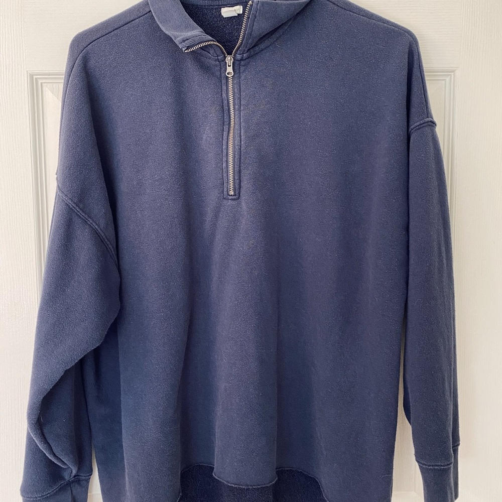 Aerie Sunday Soft Quarter Zip Sweatshirt in Navy